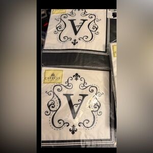 Cypress Black and White Monogram Hand Towels V- 2 packs of 20,